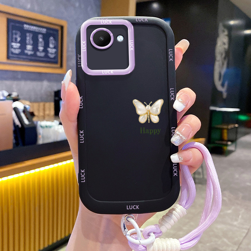 Ốp Lưng Realme C30 C30s Narzo 50i Prime Case Tối giản bướm Với Lanyard