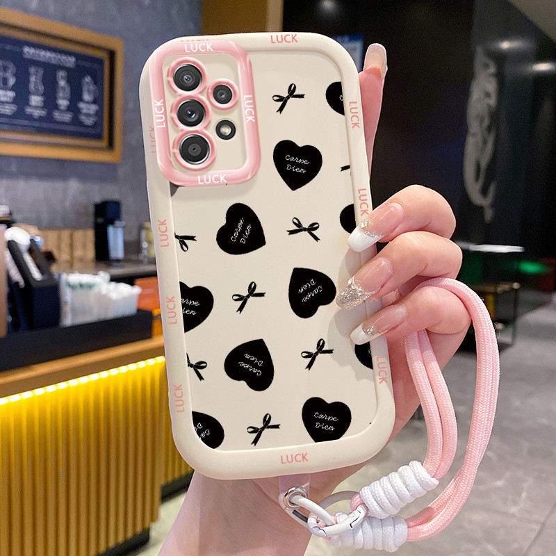 Ốp Lưng Samsung A52 4G A52 5G A52s 5G A13 5G A04s A23 5G M23 F23 A32 4G A33 5G A53 5G Case Tình yêu nhỏ Với Lanyard