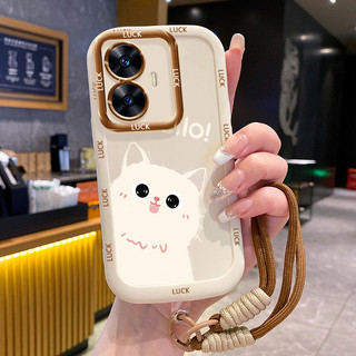 Ốp Lưng Realme C55 C33 Narzo N55 Case Mèo Hoạt hình Với Lanyard