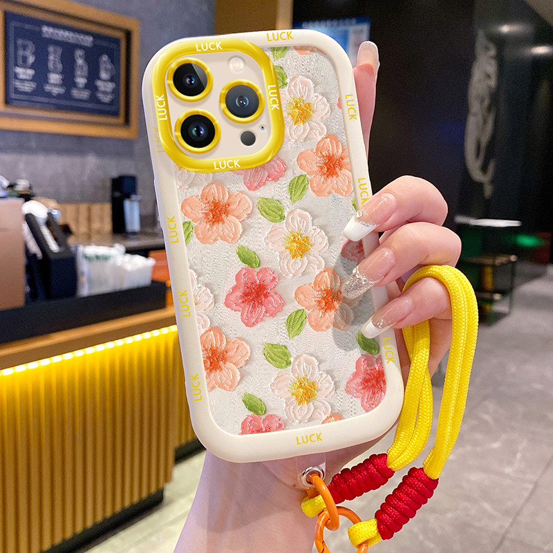 Ốp Lưng iPhone 11 11 Pro 11 Pro Max 12 12 Pro 12 Pro Max 13 13 Pro 13 Pro Max Case Với Lanyard Hoa Dễ thương