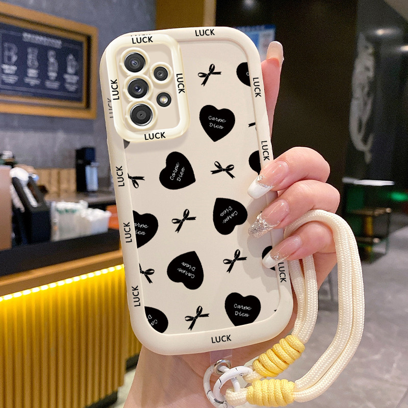 Ốp Lưng Samsung A52 4G A52 5G A52s 5G A13 5G A04s A23 5G M23 F23 A32 4G A33 5G A53 5G Case Tình yêu nhỏ Với Lanyard