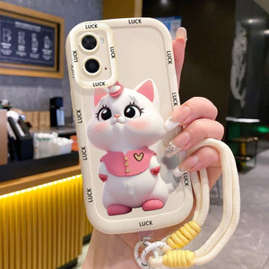 Ốp Lưng OPPO A36 A76 A96 Case Với Lanyard Mèo Hoạt hình