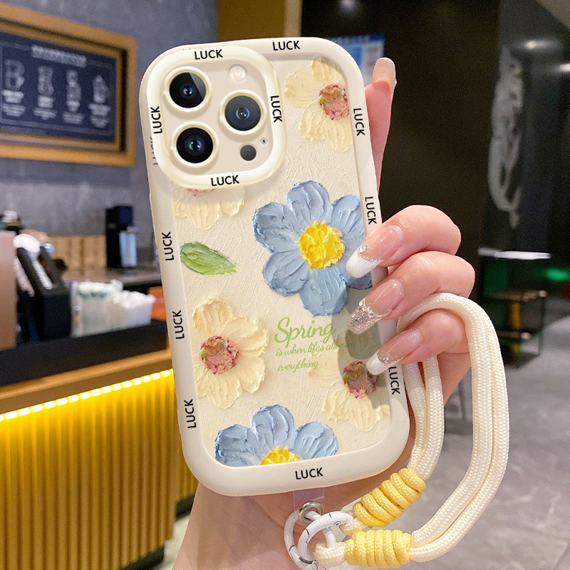 Ốp Lưng iPhone 11 11 Pro 11 Pro Max 12 12 Pro 12 Pro Max 13 13 Pro 13 Pro Max Case Với Lanyard Hoa Dễ thương