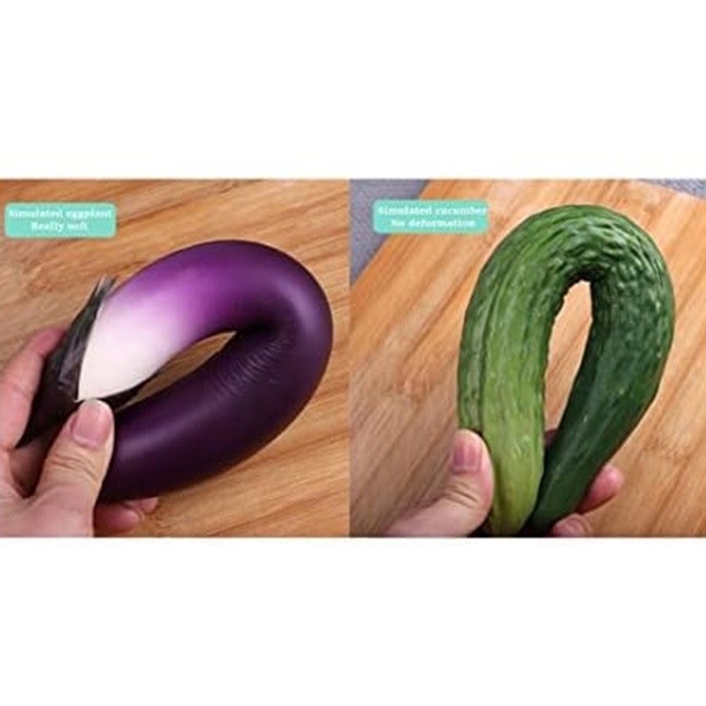 < Welv > Dưa chuột giả nhân tạo Aubergine Khách sạn Trang trí nhà hàng Rau củ Đạo cụ ảnh❀