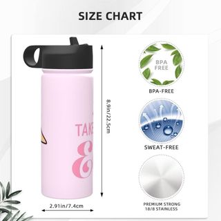 Bình nước cách nhiệt dung tích lớn Pusheen có ống hút18OZ, bình nước thể thao 500ML, du lịch, thép không gỉ
