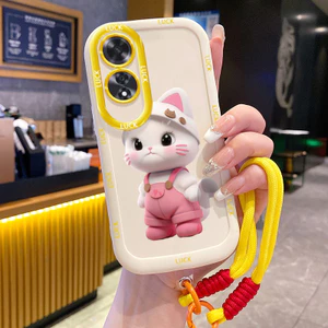 Ốp Lưng OPPO A60 4G Case Thỏ Hoạt hình Với Lanyard