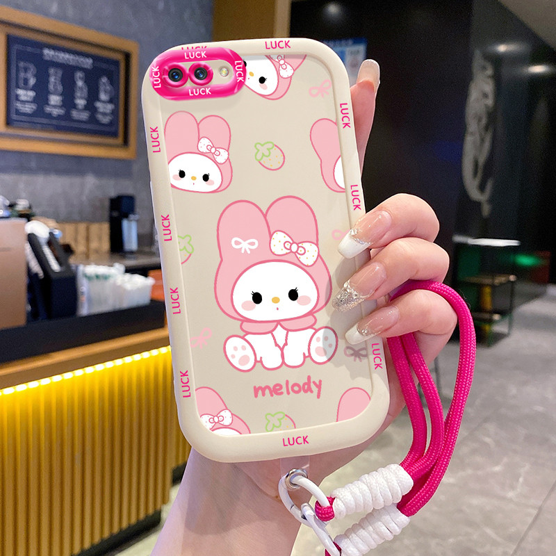 Ốp Lưng OPPO A5 A3s A12E Realme C1 Case Thỏ đáng yêu Với Lanyard