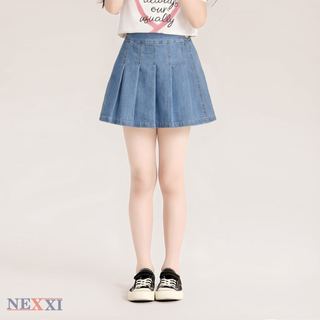 2512.2 - Chân váy jean xếp ly nút gỗ Nexxi size 3-14y