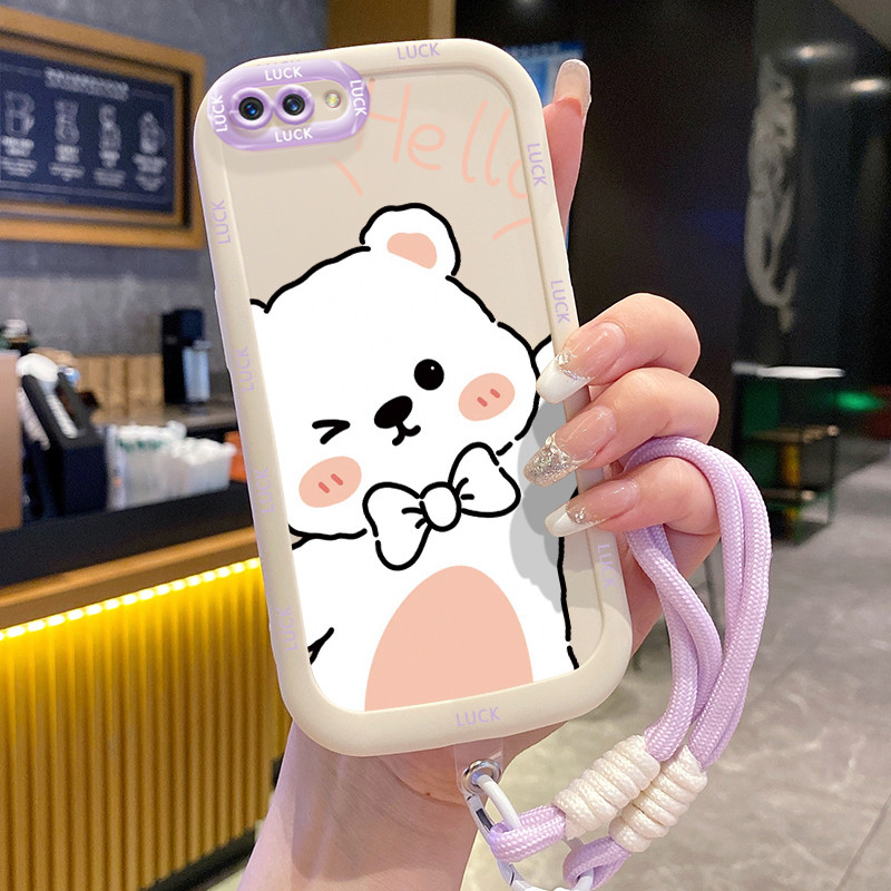 Ốp Lưng OPPO A5 A3s A12E Realme C1 Case Gấu Dễ thương Với Lanyard