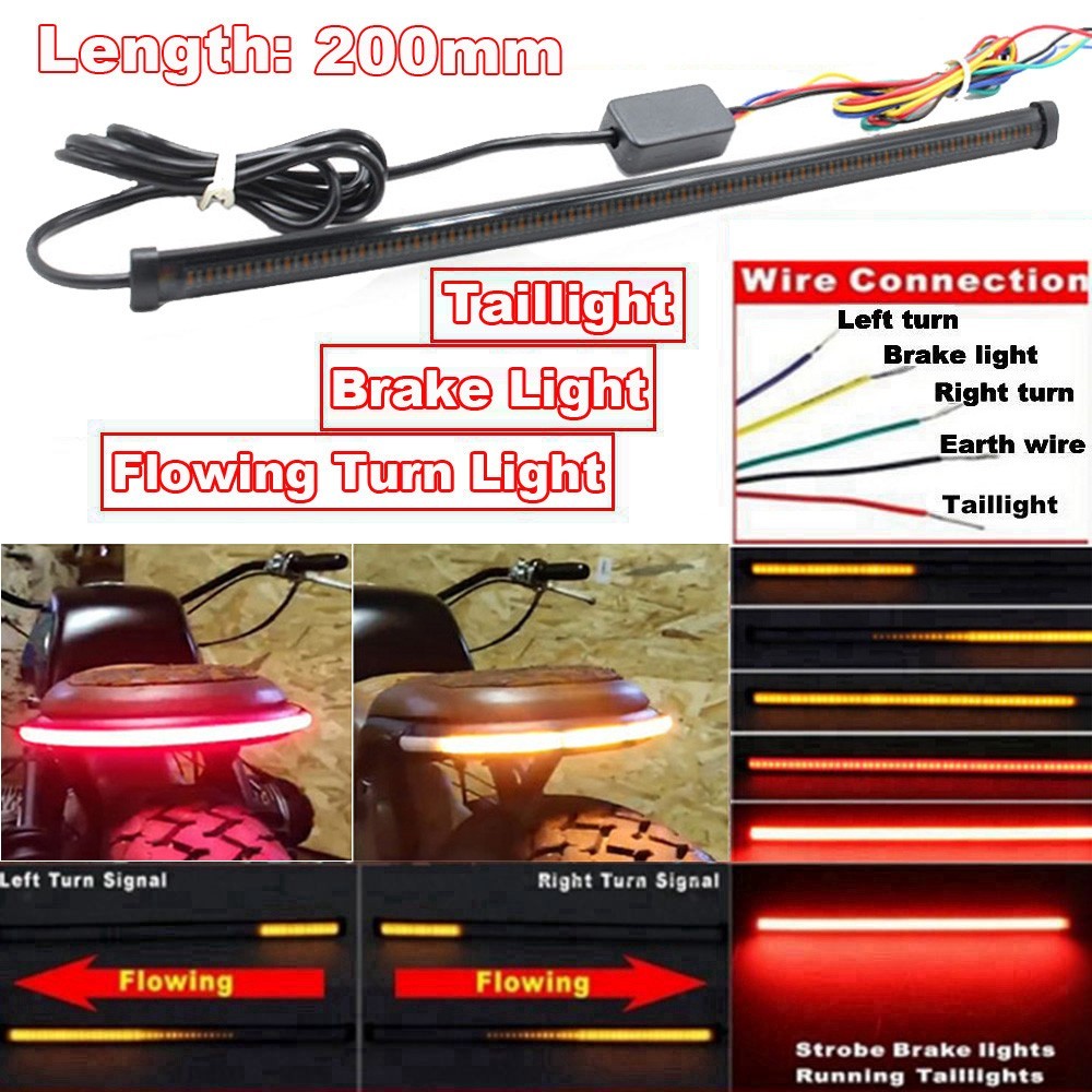 Bắt đầu quét đèn LED linh hoạt Đèn dừng xe máy 20CM Đèn đuôi xe máy
