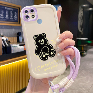 Ốp Lưng Realme C12 C15 C25 C25s C21Y C25Y Narzo 20 Narzo 30A Narzo 50A Case Gấu Dễ thương Với Lanyard