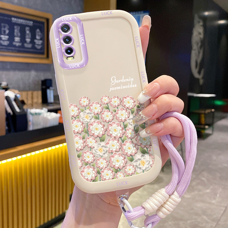 Ốp Lưng VIVO Y20 Y20i Y20s Y20A Y20G Y12A Y12S Y11s Case Hoa Dễ thương Với Lanyard