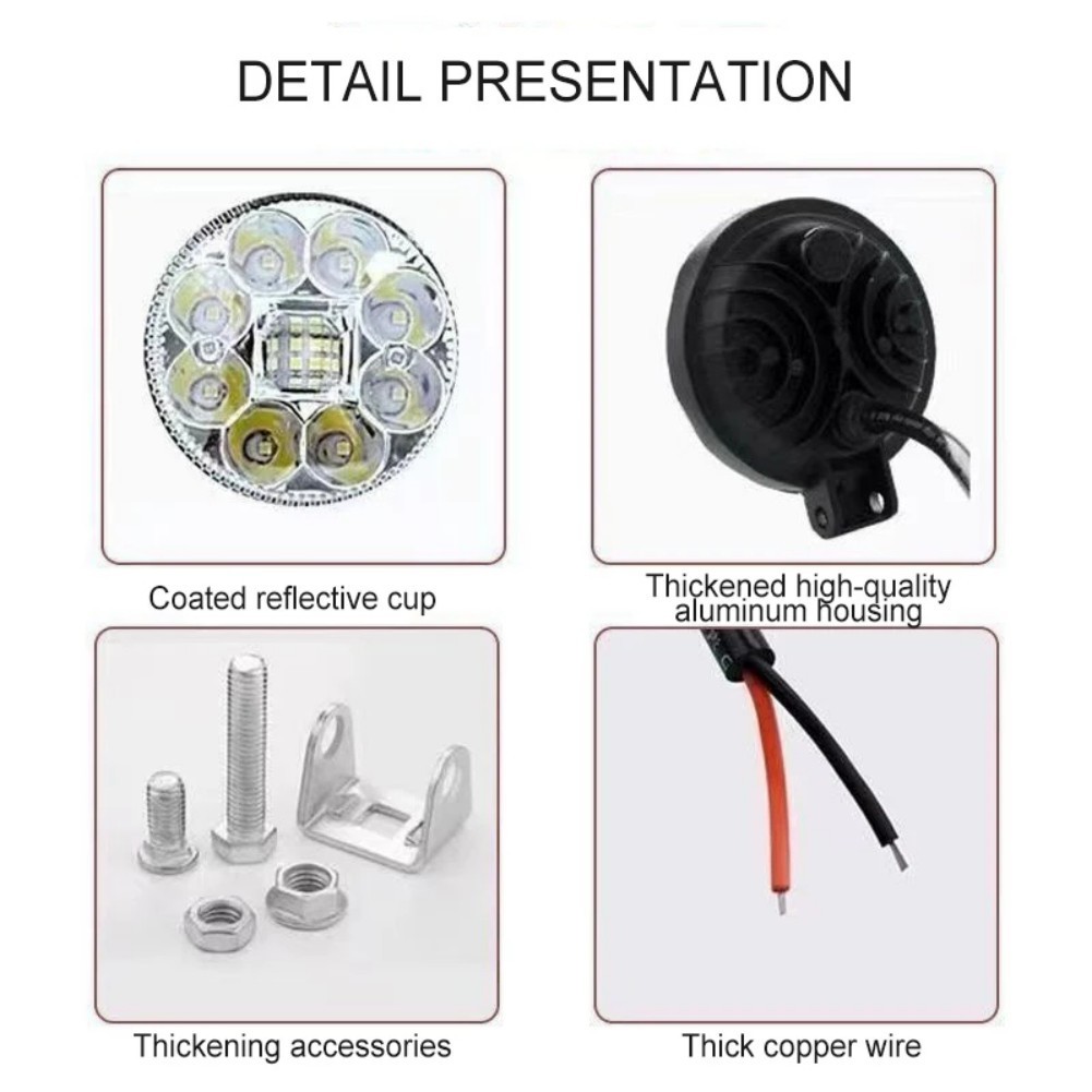 Đất-vn ❤️Đèn LED điểm tròn 3 Inch 12V-80V cho xe tải Đèn lùi siêu sáng