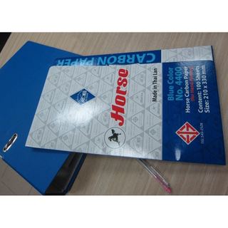 [Xấp 100 Tờ] Giấy Than Xanh Horse H-4400 - Hàng Thái Lan, Nét Đậm, Tái Sử Dụng Nhiều Lần