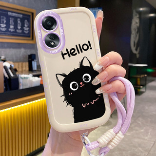 Ốp Lưng OPPO A58 4G A78 4G A58 5G A58X 5G A78 5G A1X 5G A2X 5G Case Mèo Hoạt hình Với Lanyard