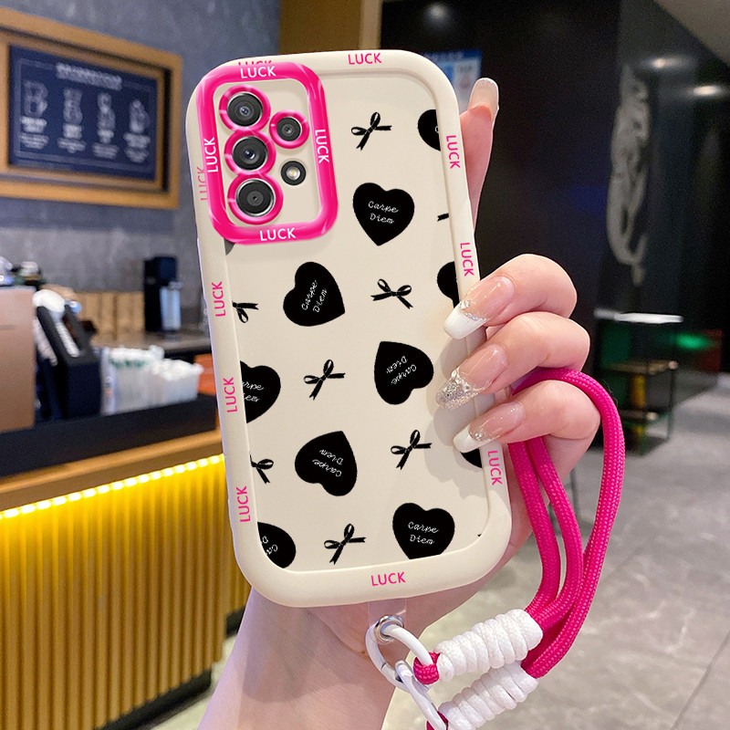 Ốp Lưng Samsung A52 4G A52 5G A52s 5G A13 5G A04s A23 5G M23 F23 A32 4G A33 5G A53 5G Case Tình yêu nhỏ Với Lanyard