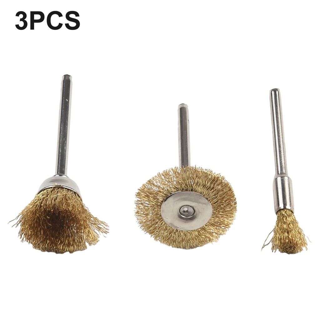 [GIGGLE] Bộ 3 bàn chải cốc bánh xe bằng đồng Bộ dụng cụ tẩy sơn rỉ sét cho dụng cụ quay