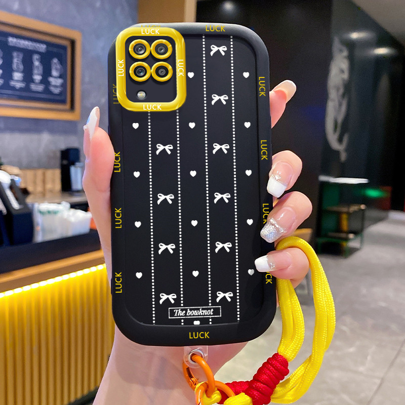 Ốp Lưng Samsung A12 4G A12 5G M12 F12 A22 M22 M32 Case Bowknot Nhỏ Với Lanyard