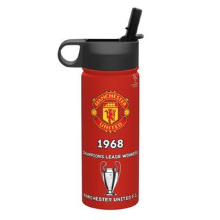 Chai nước cách nhiệt dung tích lớn Manchester Uniteds FC có ống hút18OZ, chai nước thể thao 500ML, du lịch, thép không gỉ