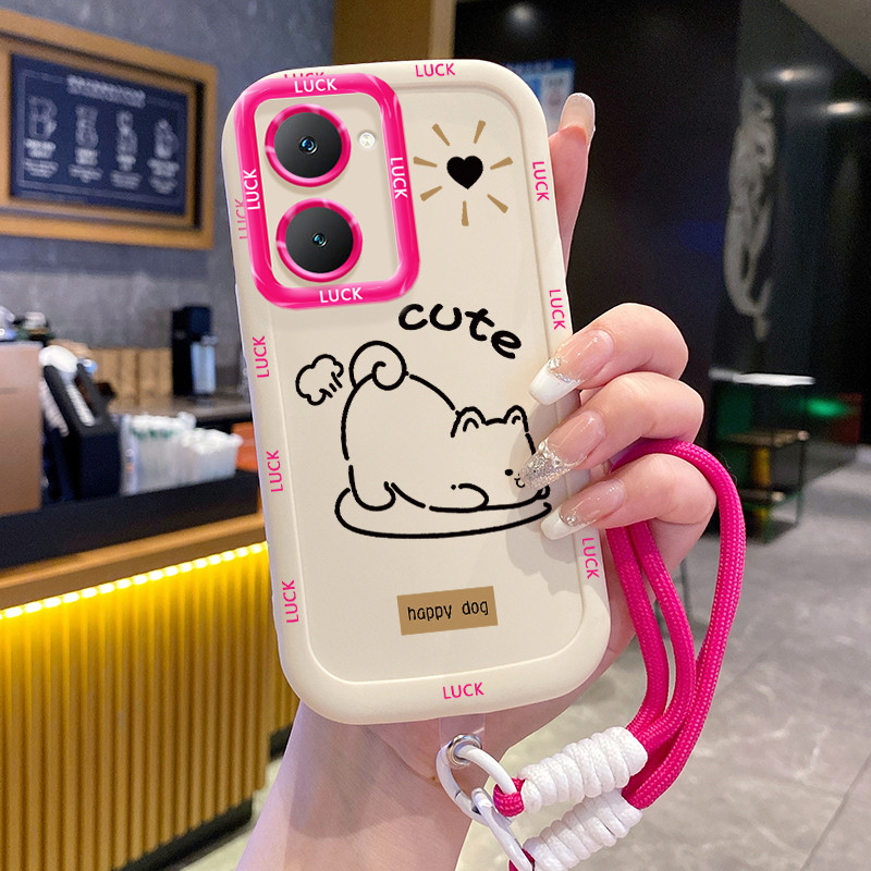 Ốp Lưng VIVO Y03 Y03T Y18 Y18E Y18I Y18T Y28s 5G Y37 5G Case Chó Dễ thương Với Lanyard