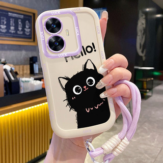 Ốp Lưng Realme C55 C33 Narzo N55 Case Mèo Hoạt hình Với Lanyard