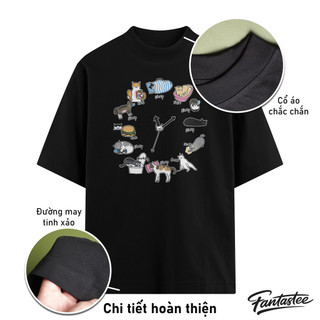 Áo Thun Local Brand FANTASTEE MỘT NGÀY CỦA MÈO Cotton 100% 250gsm Form Oversize, Hoàn Thiện Cao Cấp