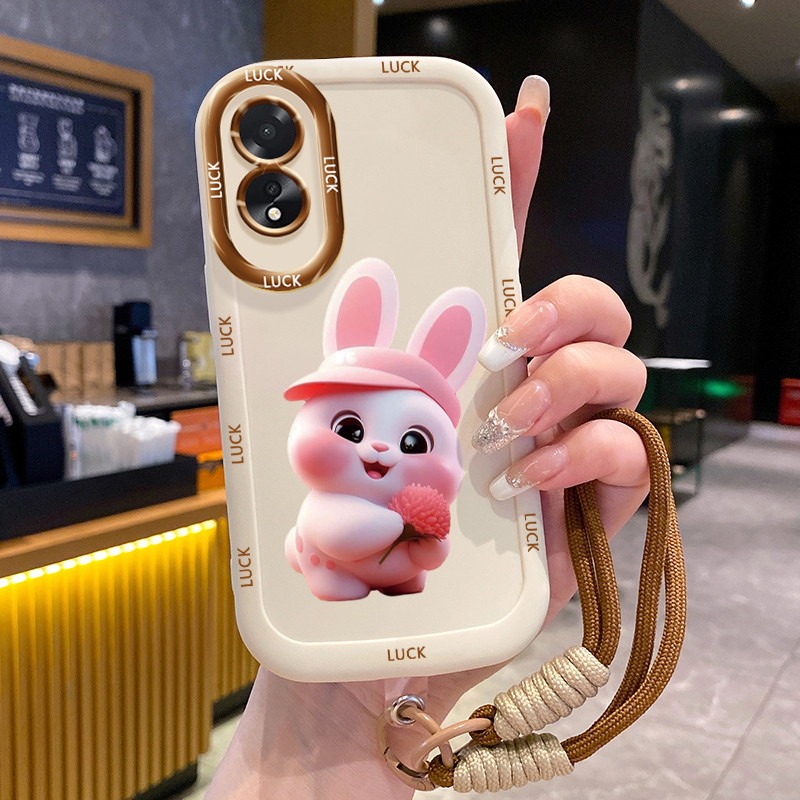 Ốp Lưng OPPO A18 A38 Case Thỏ Đáng yêu Với Lanyard