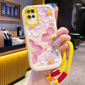Ốp Lưng OPPO A54 4G Case Với Lanyard Hoa Đáng yêu
