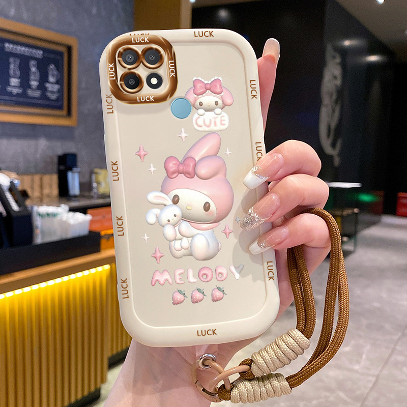 Ốp Lưng OPPO A15 A15s A35 4G Case Dễ thương Thỏ Với Lanyard