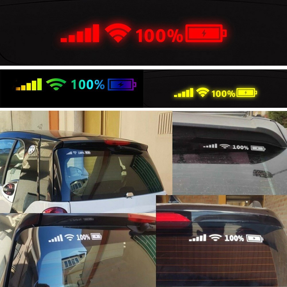 Đất-vn ❤️Wifi Mức Pin Tín Hiệu Xe Vinyl Phản Quang Dán Vui Đề Can Trở Lại 25cm