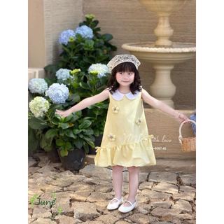 VJ125 - Váy June cổ sen trắng đính hoa nổi nhiều màu cho bé size 1-10y