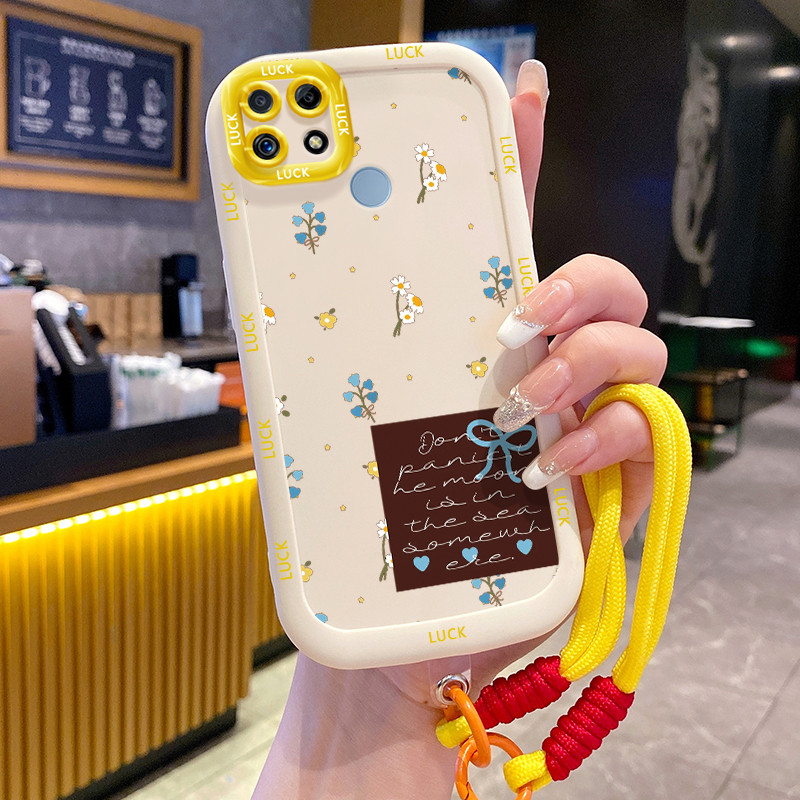 Ốp Lưng Realme C12 C15 C25 C25s C21Y C25Y Narzo 20 Narzo 30A Narzo 50A Case Hoa đẹp nhỏ Với Lanyard