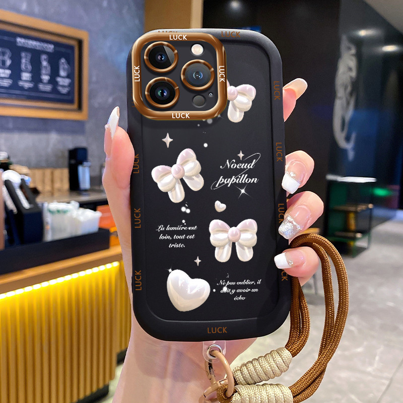 Ốp Lưng iPhone 11 11 Pro 11 Pro Max 12 12 Pro 12 Pro Max 13 13 Pro 13 Pro Max Case Gấu đáng yêu Với Lanyard
