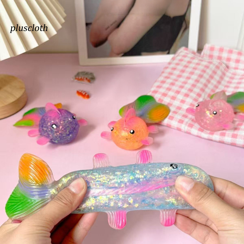 Pluscloth Lấp Lánh Bột Cá Bóp Đồ Chơi Căng Thẳng Lo Âu Giảm Chậm Mô Phỏng Cá Cảm Giác Đồ Chơi Mềm TPR Động Vật Làm Mát Fidget Đồ Chơi