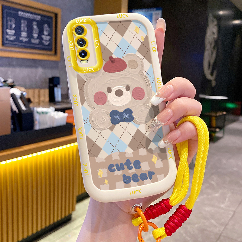 Ốp Lưng VIVO Y20 Y20i Y20s Y20A Y20G Y12A Y12S Y11s Case Vẽ Thỏ Trắng Với Lanyard