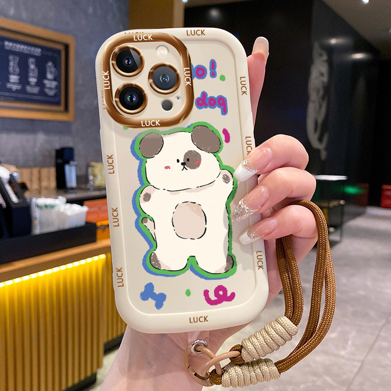 Ốp Lưng iPhone 11 11 Pro 11 Pro Max 12 12 Pro 12 Pro Max 13 13 Pro 13 Pro Max Case Mèo màu trắng Với Lanyard