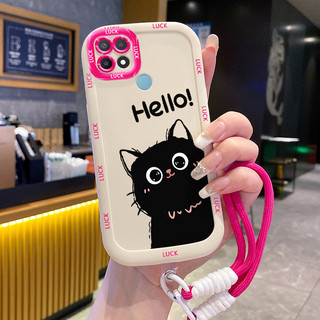 Ốp Lưng OPPO A15 A15s A35 4G Case Mèo Hoạt hình Với Lanyard