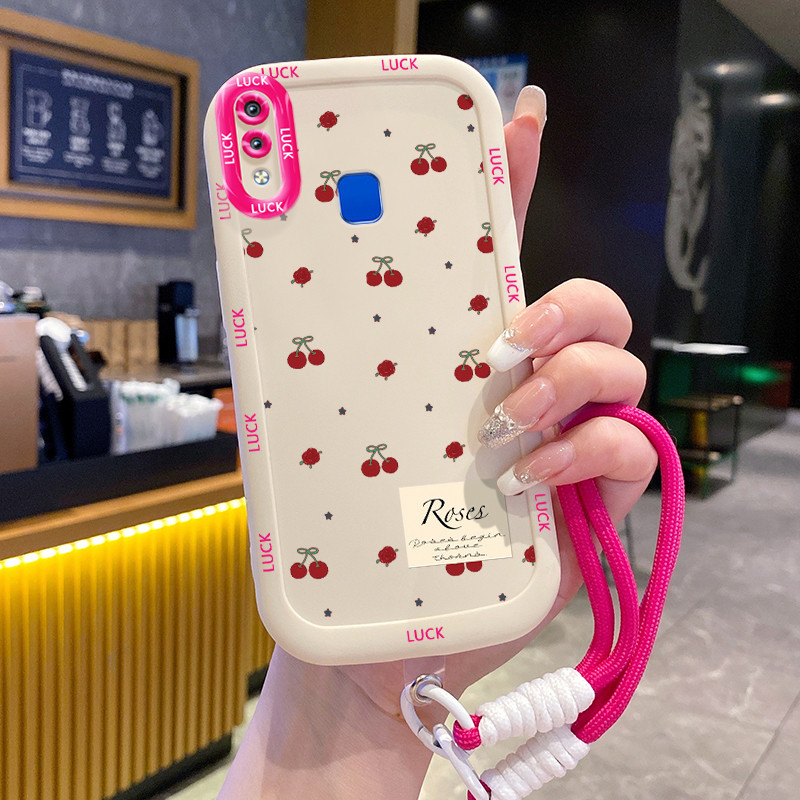 Ốp Lưng VIVO Y91 Y91i Y93 Y95 Y91C Y1S Y90 Case Cherry nhỏ Với Lanyard