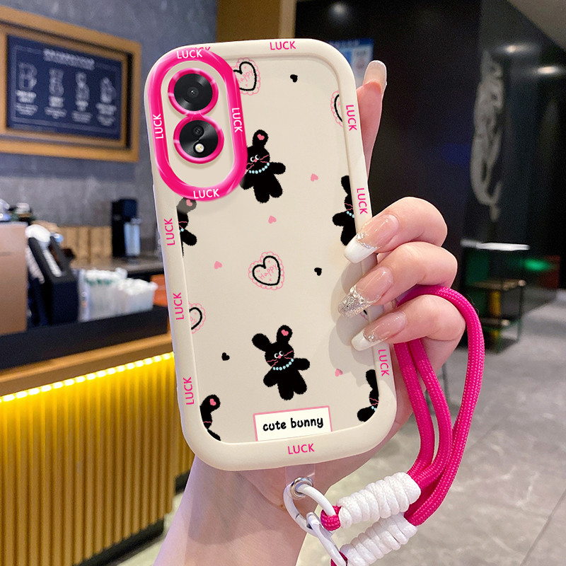Ốp Lưng OPPO A18 A38 Case Thỏ đáng yêu Với Lanyard