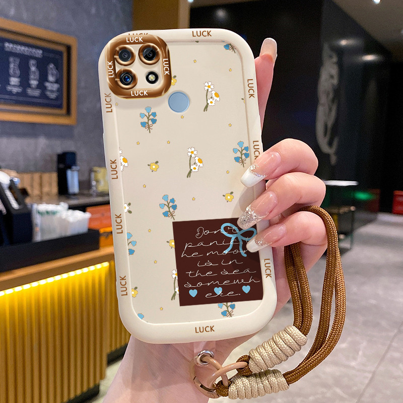 Ốp Lưng Realme C12 C15 C25 C25s C21Y C25Y Narzo 20 Narzo 30A Narzo 50A Case Hoa đẹp nhỏ Với Lanyard