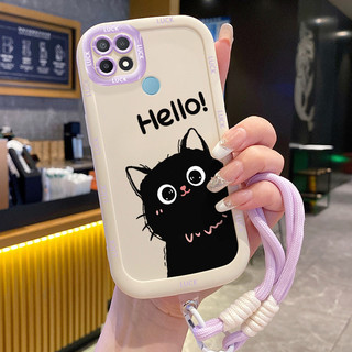 Ốp Lưng OPPO A15 A15s A35 4G Case Mèo Hoạt hình Với Lanyard