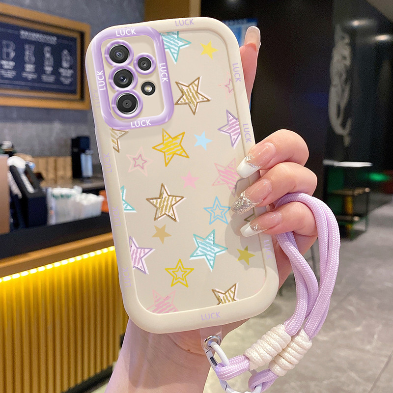 Ốp Lưng Samsung A52 4G A52 5G A52s 5G A13 5G A04s A23 5G M23 F23 A32 4G A33 5G A53 5G Case Ngôi sao nhỏ Với Lanyard