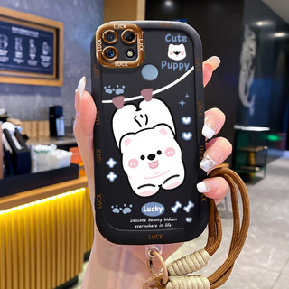 Ốp Lưng Realme C12 C15 C25 C25s C21Y C25Y Narzo 20 Narzo 30A Narzo 50A Case Hoạt hình Mèo Với Lanyard