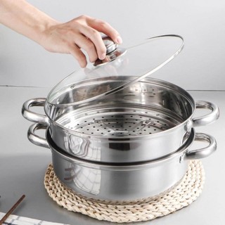 Nồi Hấp 2 Tầng Đa Năng 28Cm Có Nắp Đậy Tiện Lợi