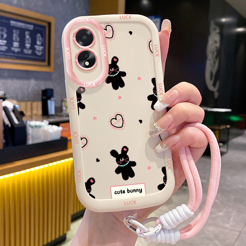 Ốp Lưng OPPO A18 A38 Case Thỏ đáng yêu Với Lanyard