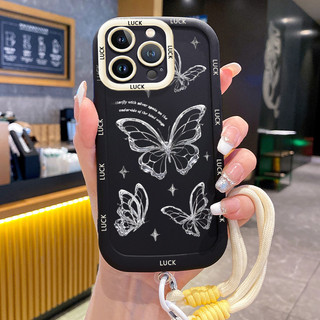 Ốp Lưng iPhone 14 14 Pro 14 14 Pro Max 15 15 Pro 15 Pro Max Case bướm đẹp nhỏ Với Lanyard