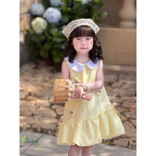 VJ125 - Váy June cổ sen trắng đính hoa nổi nhiều màu cho bé size 1-10y