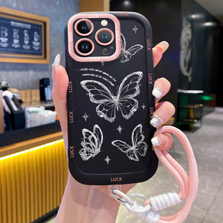 Ốp Lưng iPhone 14 14 Pro 14 14 Pro Max 15 15 Pro 15 Pro Max Case bướm đẹp nhỏ Với Lanyard