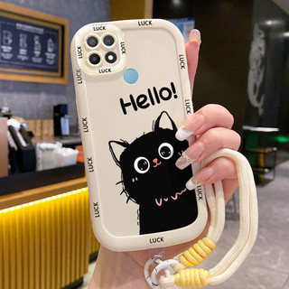 Ốp Lưng OPPO A15 A15s A35 4G Case Mèo Hoạt hình Với Lanyard