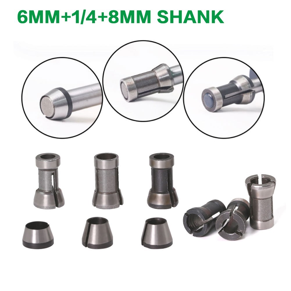 [Smellshi] 6 / 6.35 / 8mm Bộ định tuyến mũi mở rộng Collet Chuck Máy cắt tỉa khắc